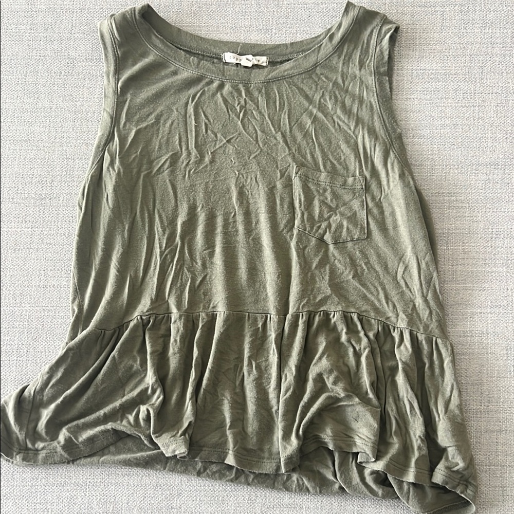 Copper Key Green Asymmetrical Peplum Tank Top